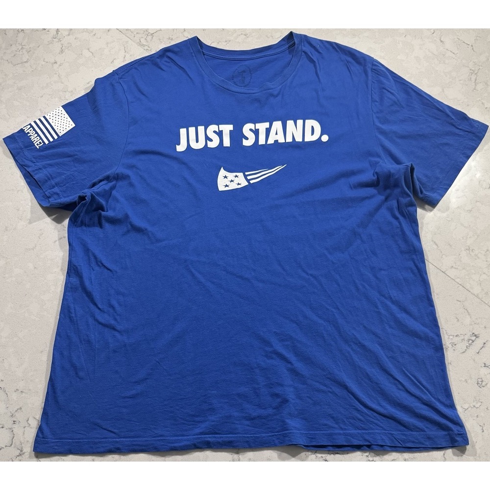 Nine Line Apparel Just Stand T-Shirt Mens 3XL XXXL Blue Patriotic Flag Graphic